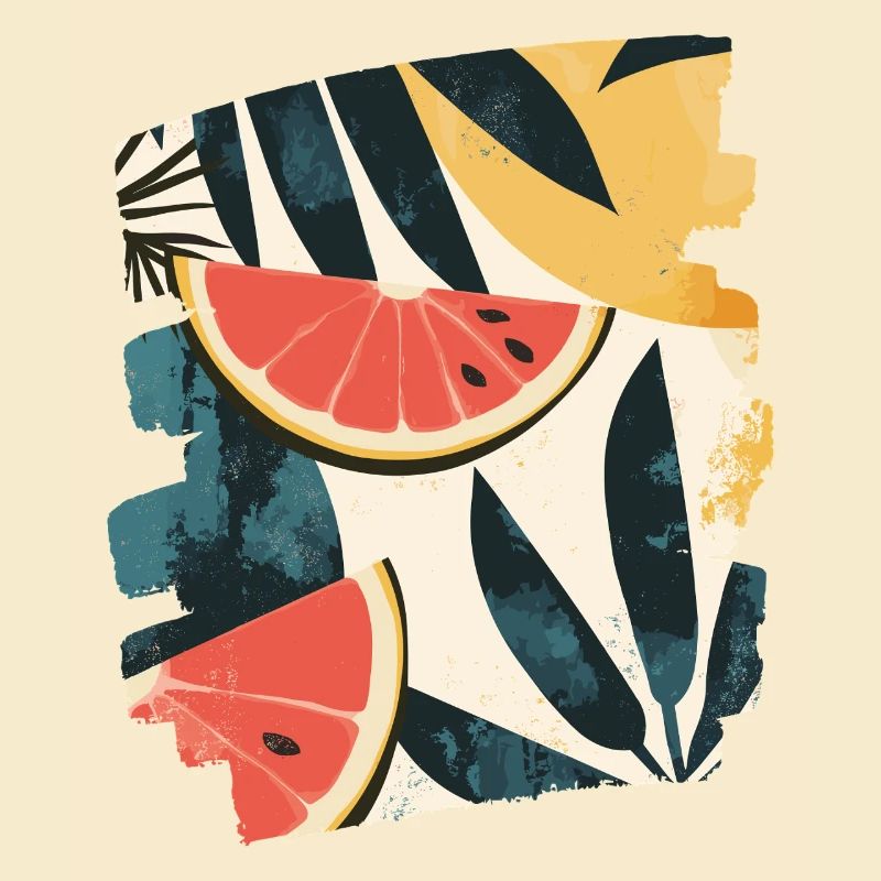 Pastèque d’été et palmiers