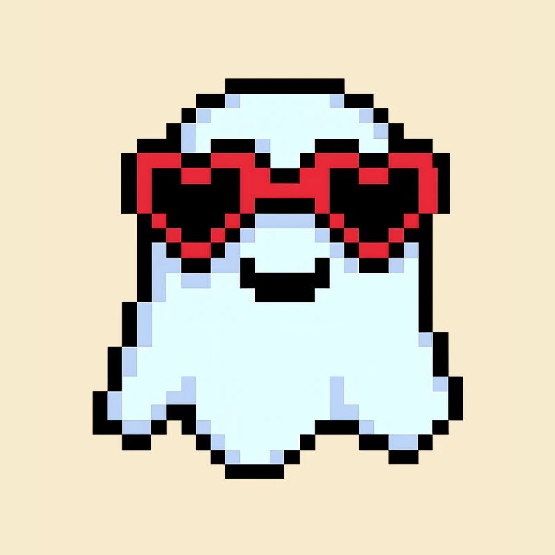 Pixel Ghost avec des nuances en forme de cœur