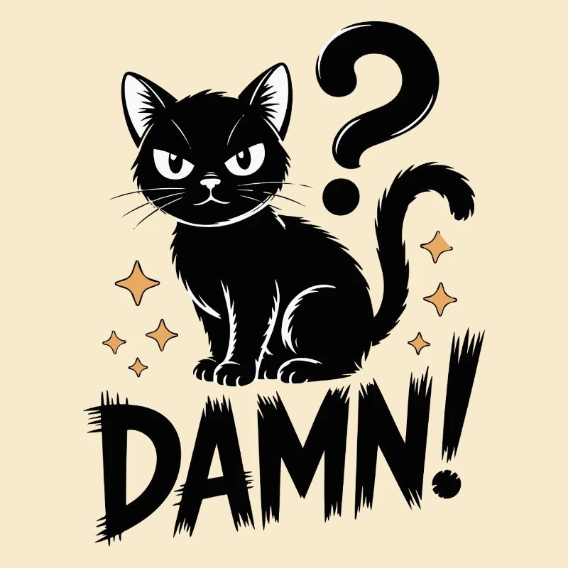 Chat noir mystique avec point d'interrogation