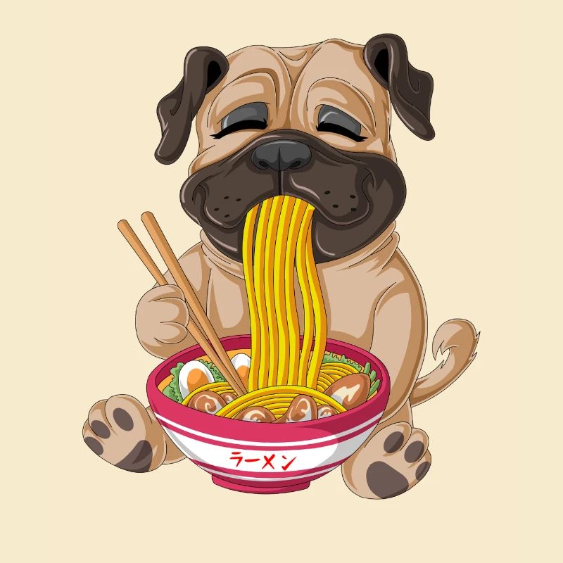 Cute Pug Eating Ramen Tee
