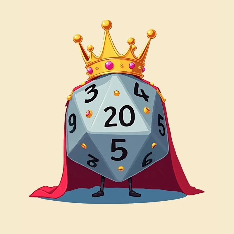 Thick W20 with Crown & Cloak – King Dice