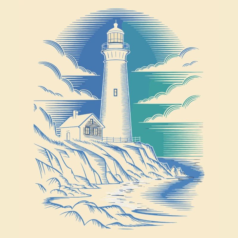 Lighthouse on the rocky coastal path