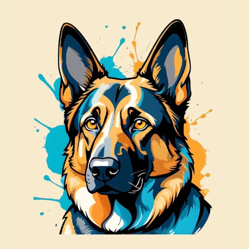 Lebendiger Schäferhund Farbexplosion