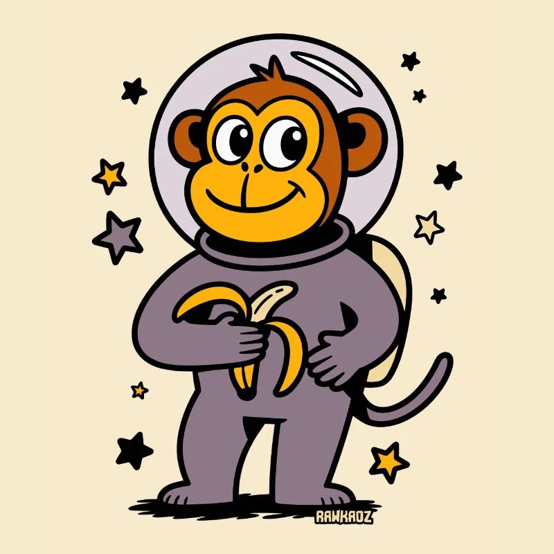 Fusées singe astronaute avec banane