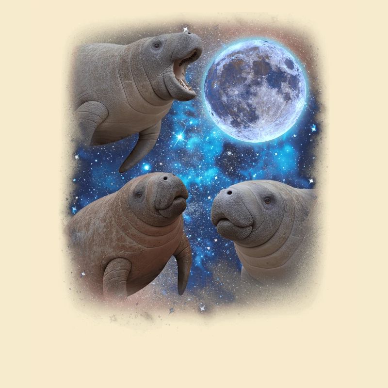Trois lamantins hurlent à la lune. Étrange mème