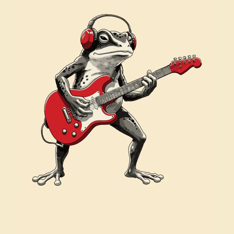 Frosch Gitarre mit Kopfhörer