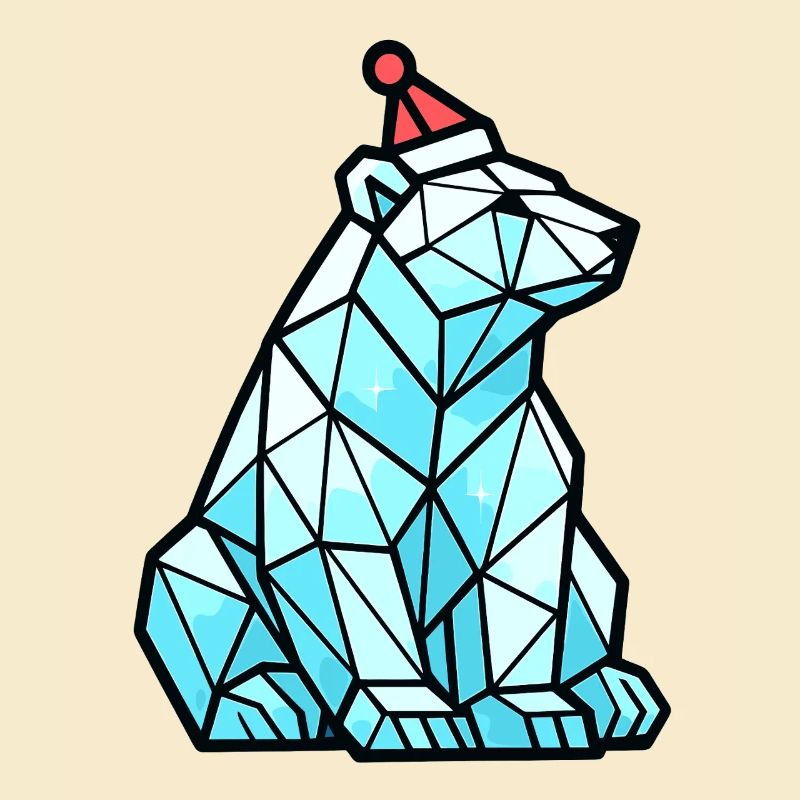 Polygon Eisbär mit Weihnachtsmütze