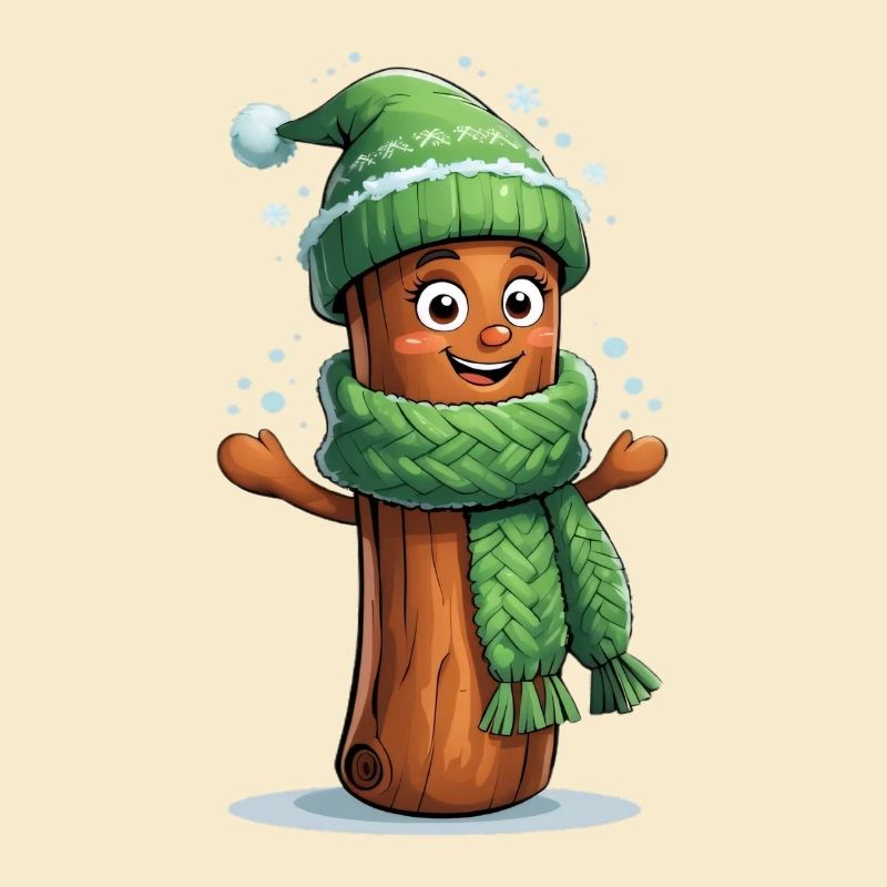 Bûche d’hiver joyeuse avec écharpe