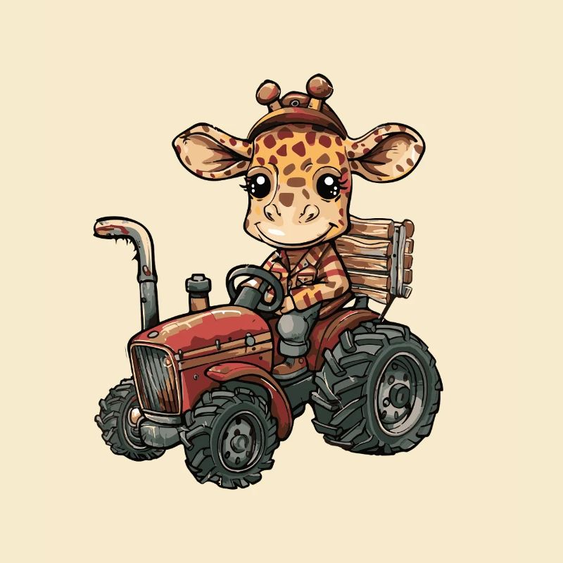 Giraffe Traktor Farmer