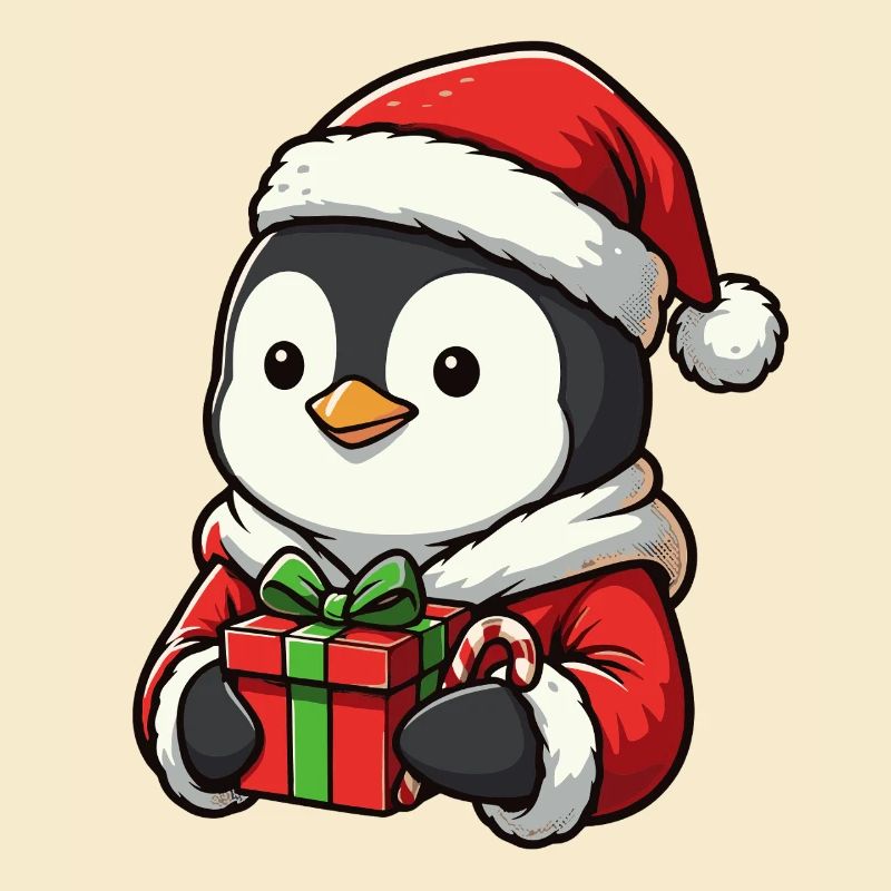 Cuddly penguin with Santa hat