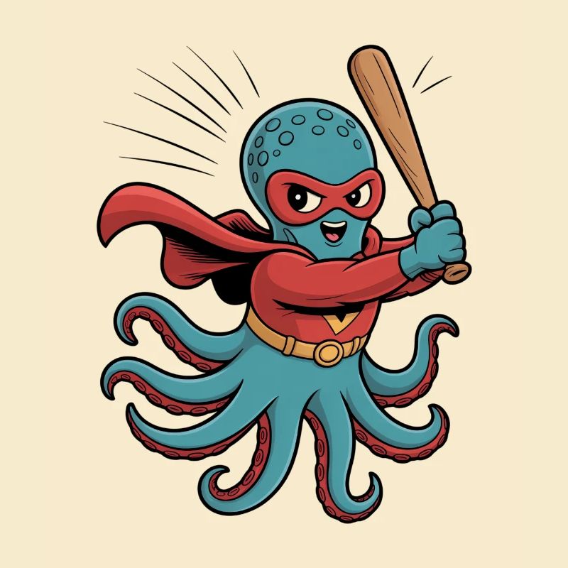 Baseball Octopus Superhero