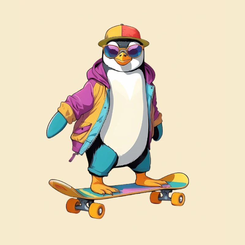 Pinguin Skateboard Neonlook