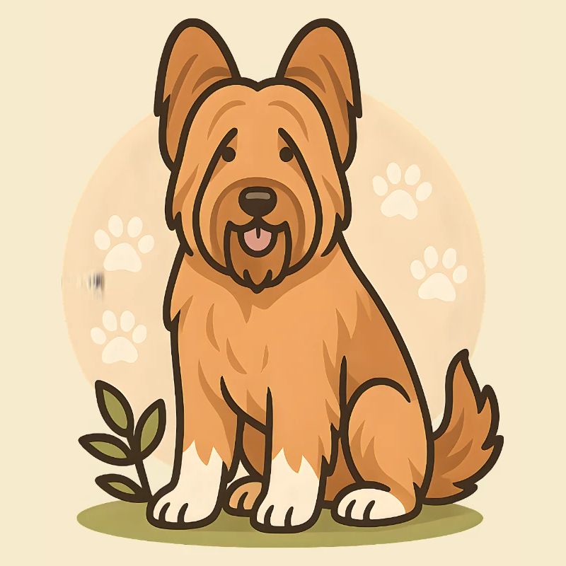 Cute Briard Dog with Paw Pattern