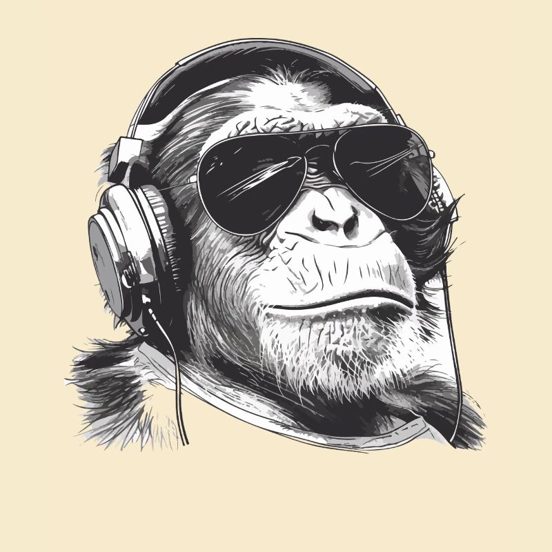 Monkey DJ avec casque