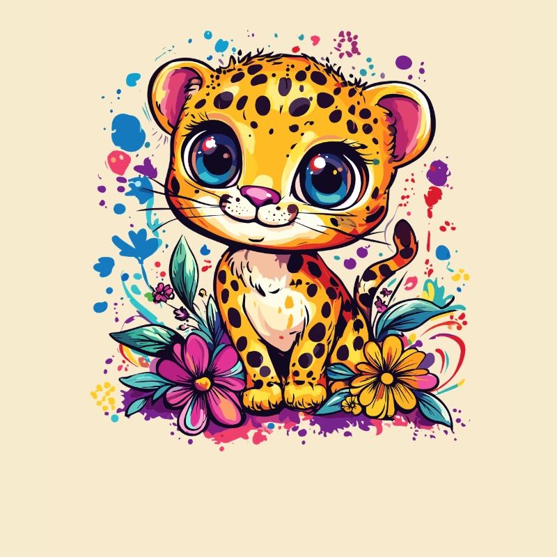 Bunter Leopardenjunge mit Blumen