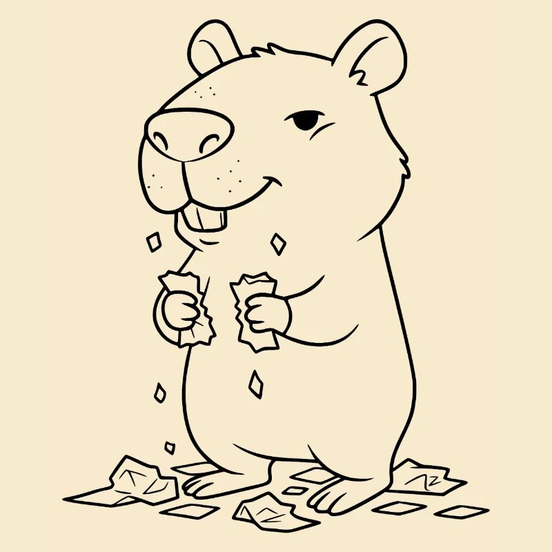 Capybara mange ses devoirs