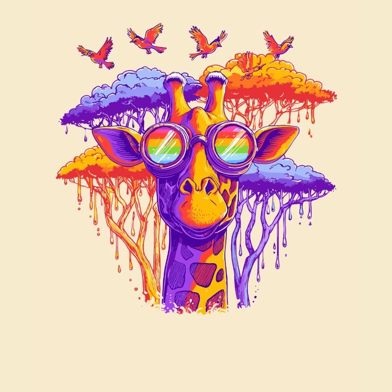 Fantasy giraffe with rainbow glasses