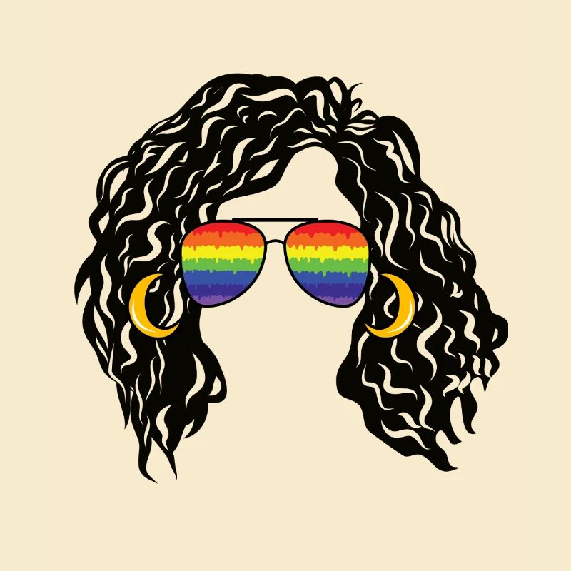 Regenbogenschattierungen Lockiges Afro-Mädchen-Haar Pride Retro