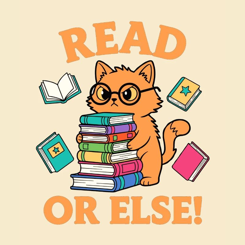 Lustige Lesekatze mit Bücher Lies oder Sonst!