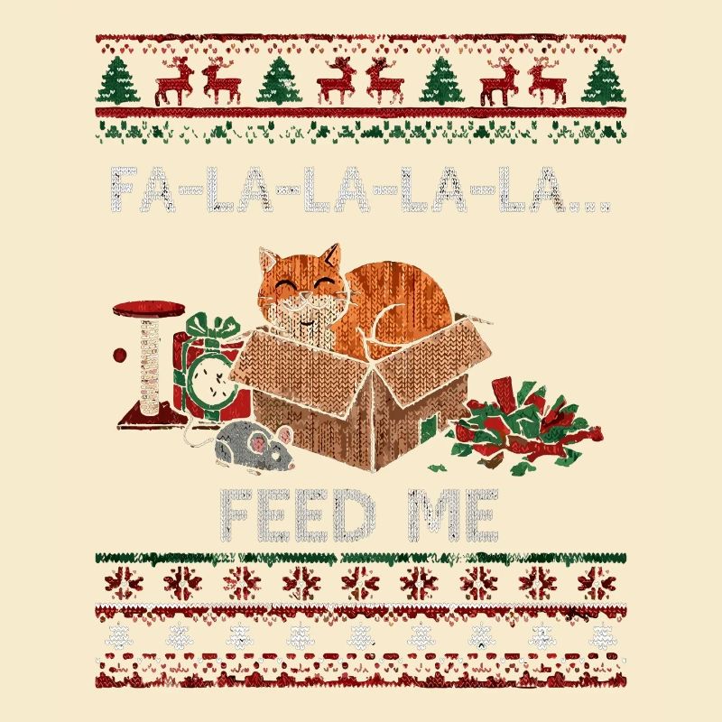 Weihnachtskatze im Karton – Futterbitten