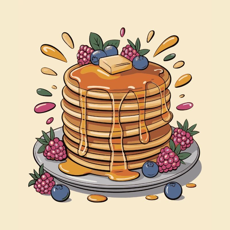 Syrup-Pfannkuchen mit Beeren