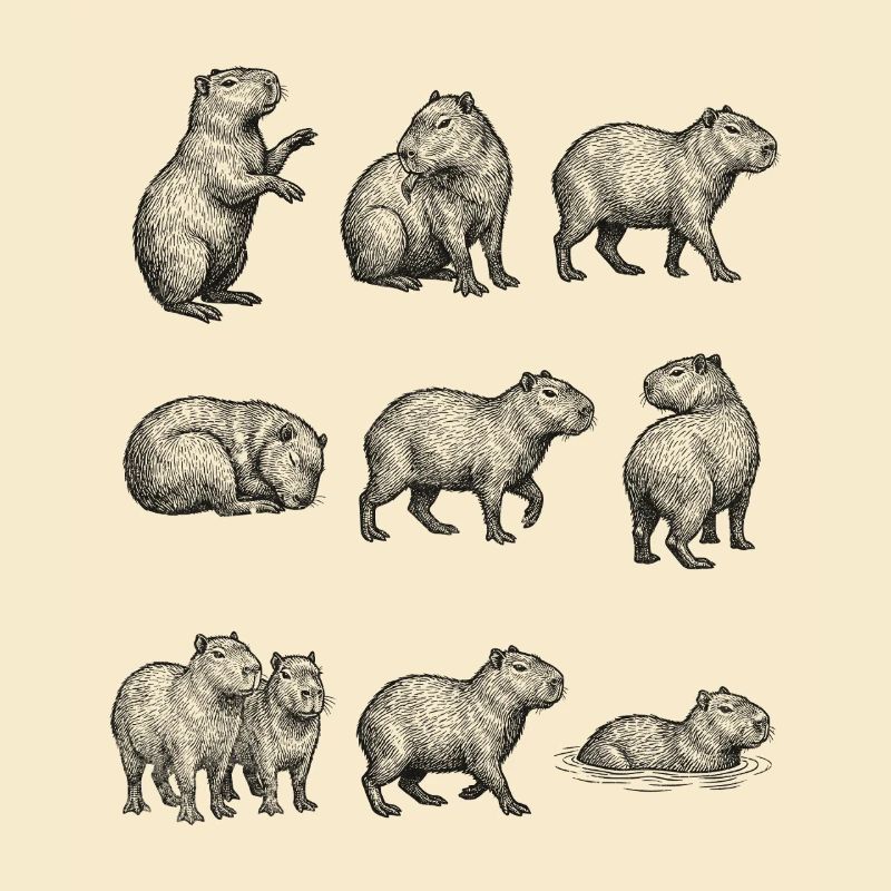 Silhouettes de capybara dans la conception forestière