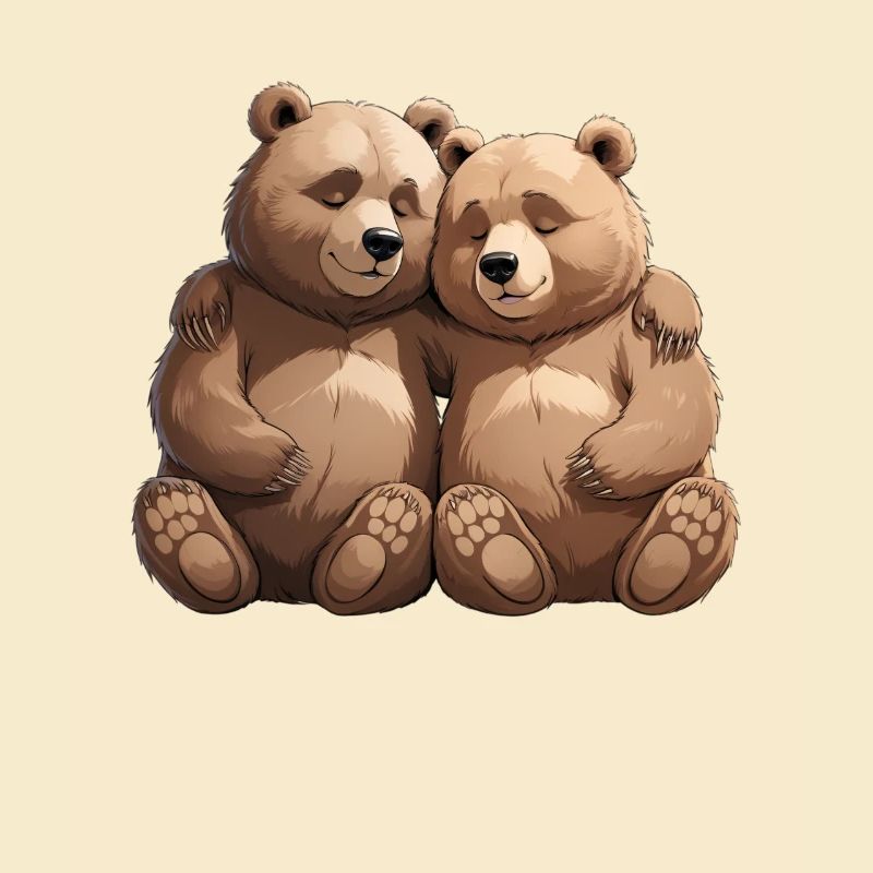 Two cuddly bears hug