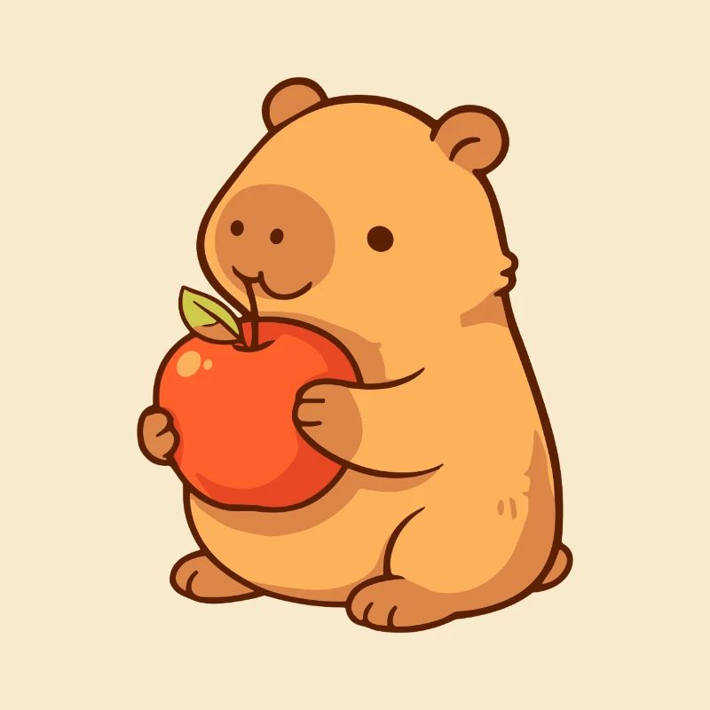 Illustration de capybara avec pomme