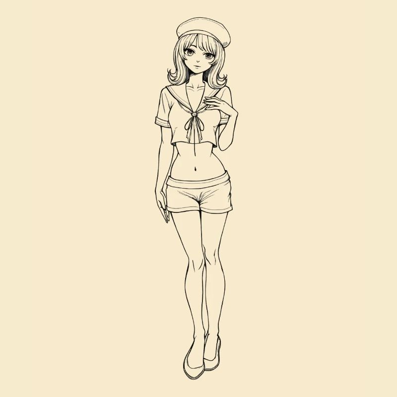 Style rétro Pin-up Sailor Navy