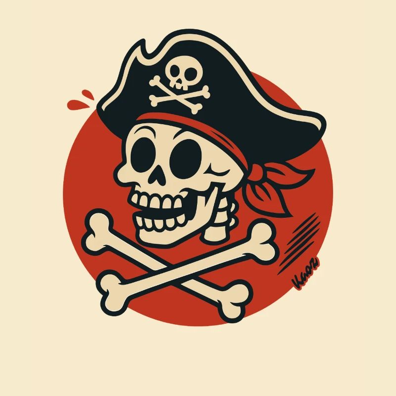 Pirate skull with bone
