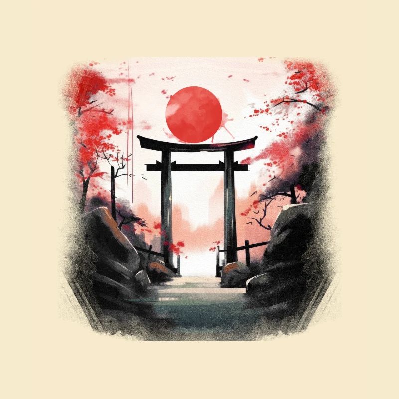 Red Torii on Autumn Trail