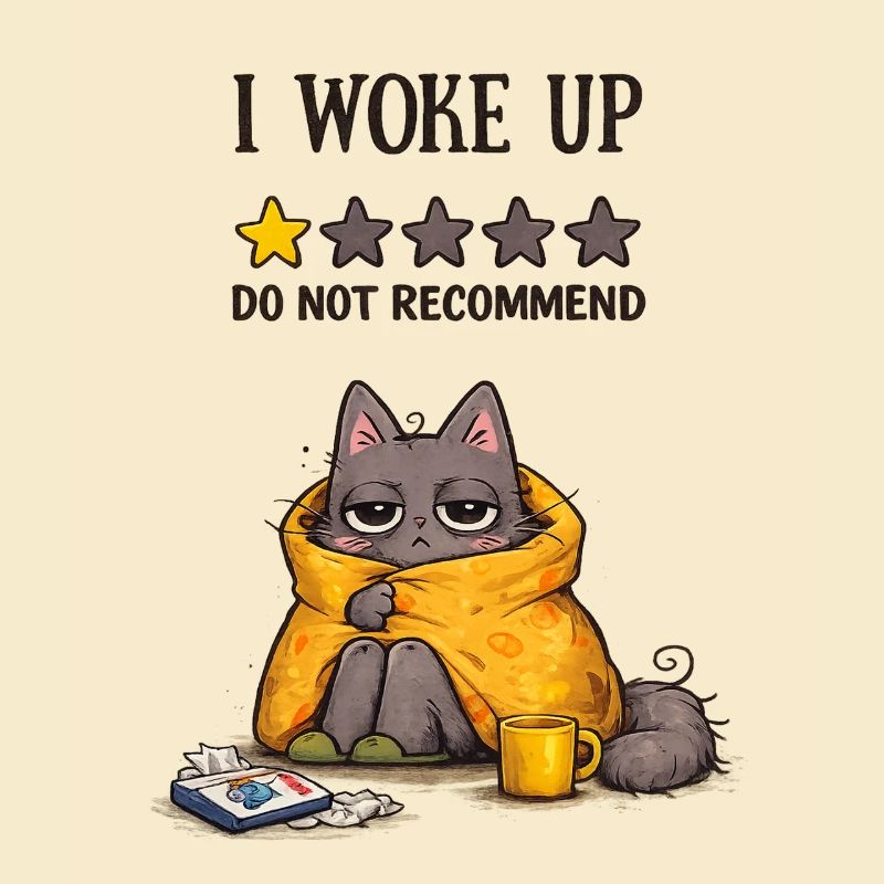 Je me suis réveillé – Je ne recommande pas (chat fatigué)