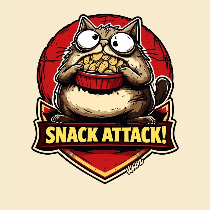 Snack attack cat with popcorn