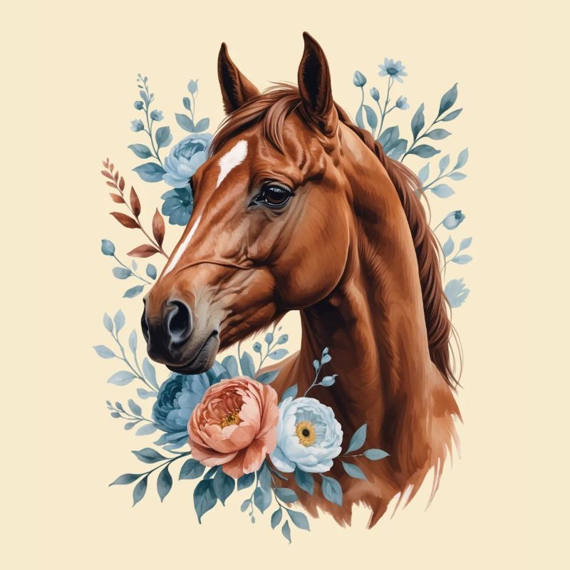 Pferd mit Blumenkranz