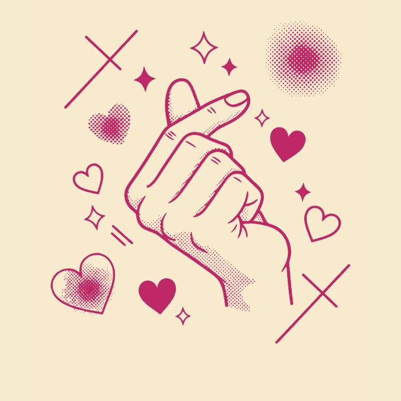 Kpop Musique coréenne Doigts mignons Cœur Amour Corée