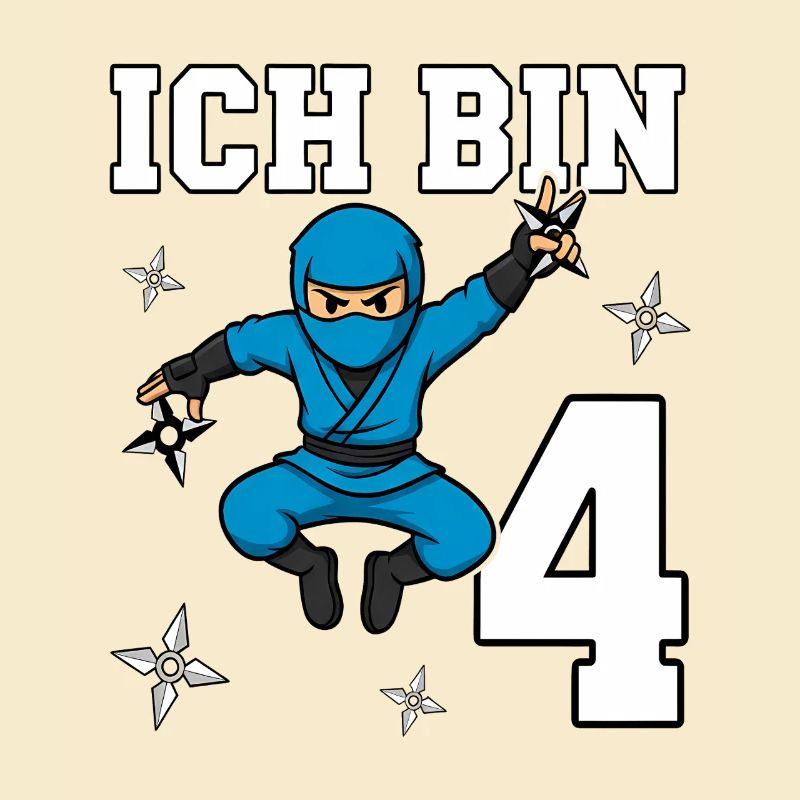 I'm 4 Ninja 4th Birthday Blue Karate
