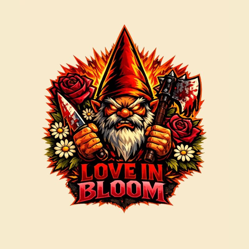 Evil Gnome, Dark Gnome, Goth Gnome, Funny Gnome