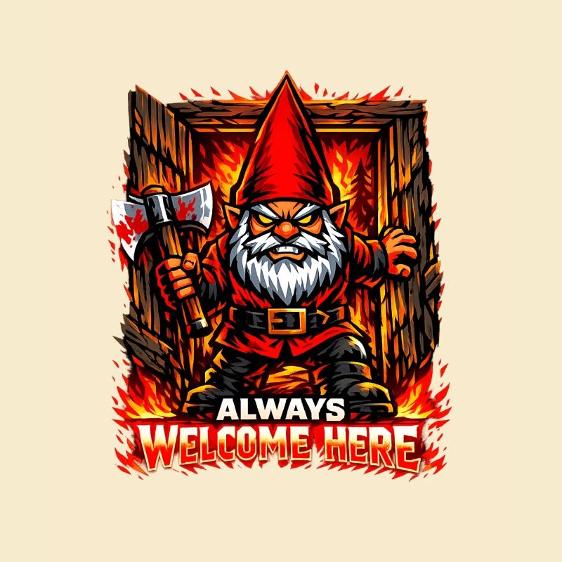 Evil Gnome, Dark Gnome, Goth Gnome, Funny Gnome