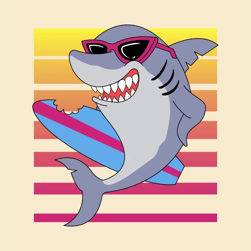 Requin surfeur rétro avec lunettes de soleil graphique