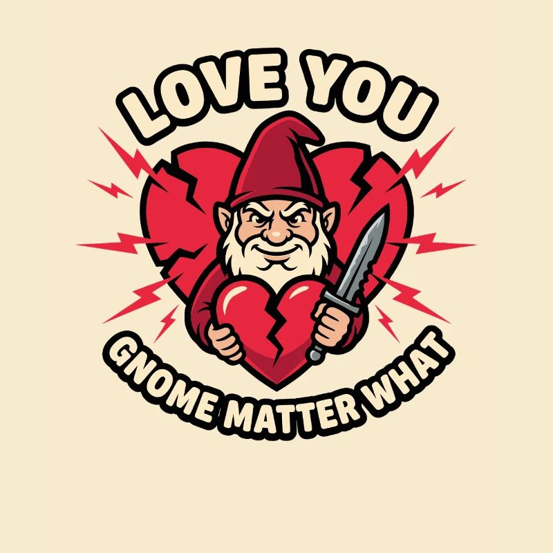 Evil Gnome, Dark Gnome, Goth Gnome, Funny Gnome