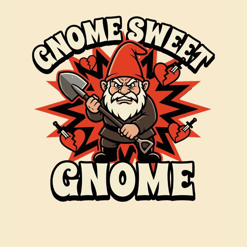 Evil Gnome, Dark Gnome, Goth Gnome, Funny Gnome
