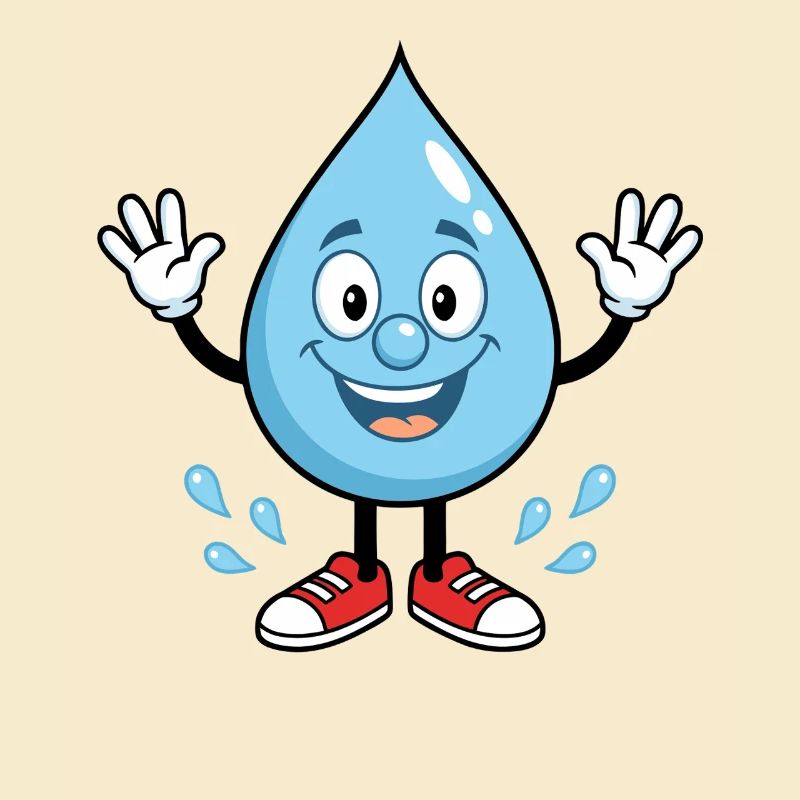 Fröhlicher Wassertropfen mit Sneakers