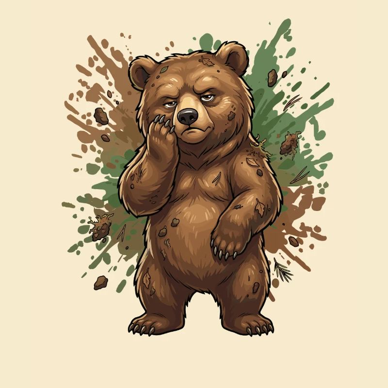 Forest bear in the mud