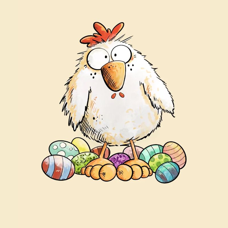 Éventail de poulets de Pâques avec œufs de Pâques