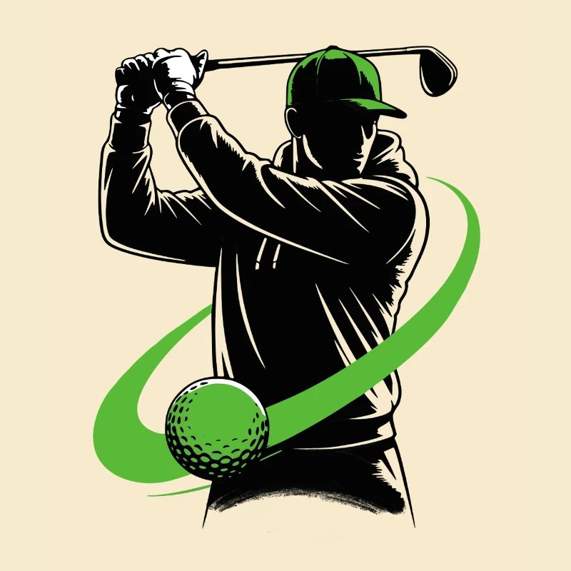 Golfer with a golf club – a dynamic swing.