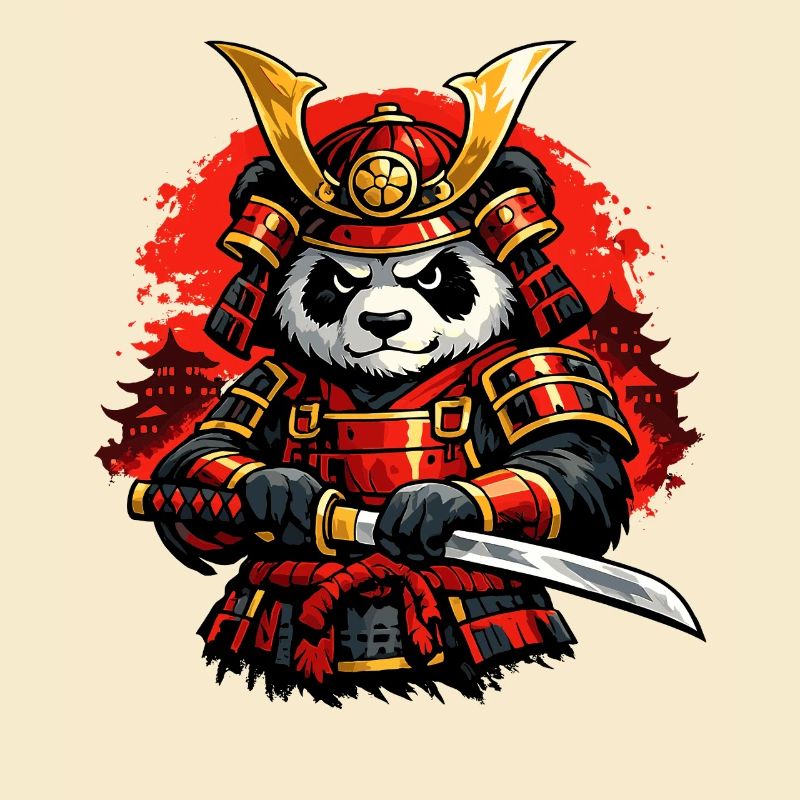 Samurai Panda mit Katana im japanischen Stil