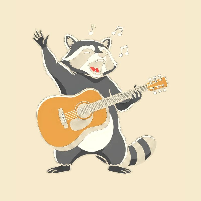 Waschbär mit Gitarre singt
