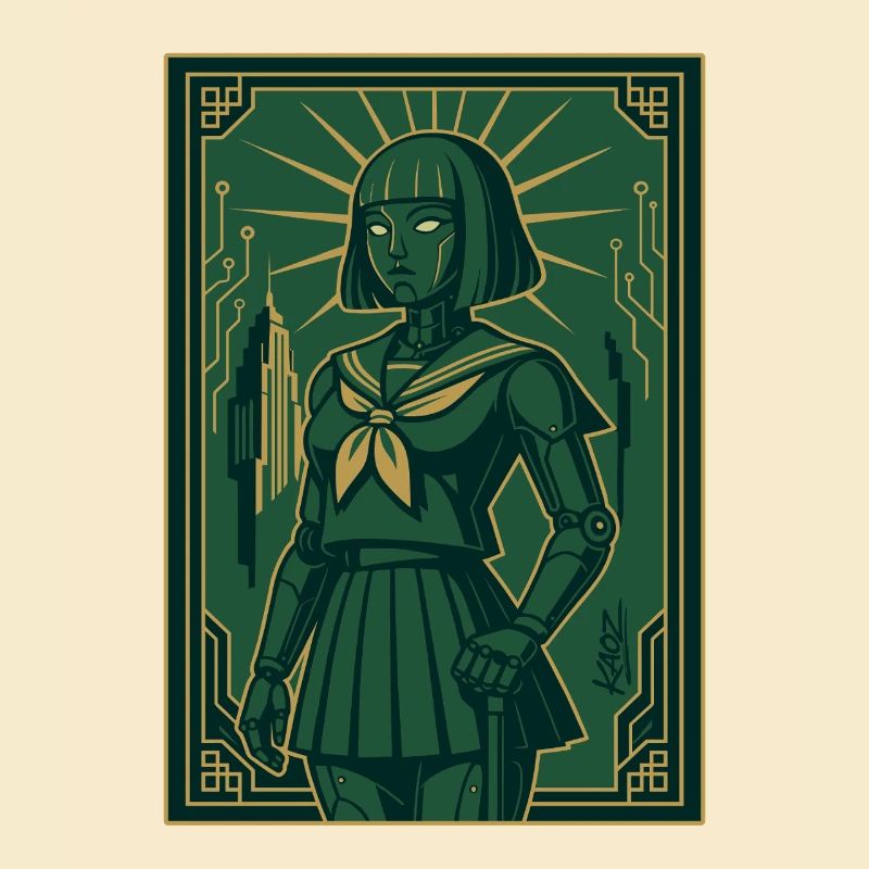 Cyber Deco Android Green Sentinel
