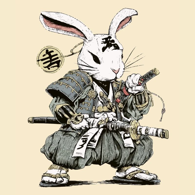 Rabbit Samurai Warrior with Katana