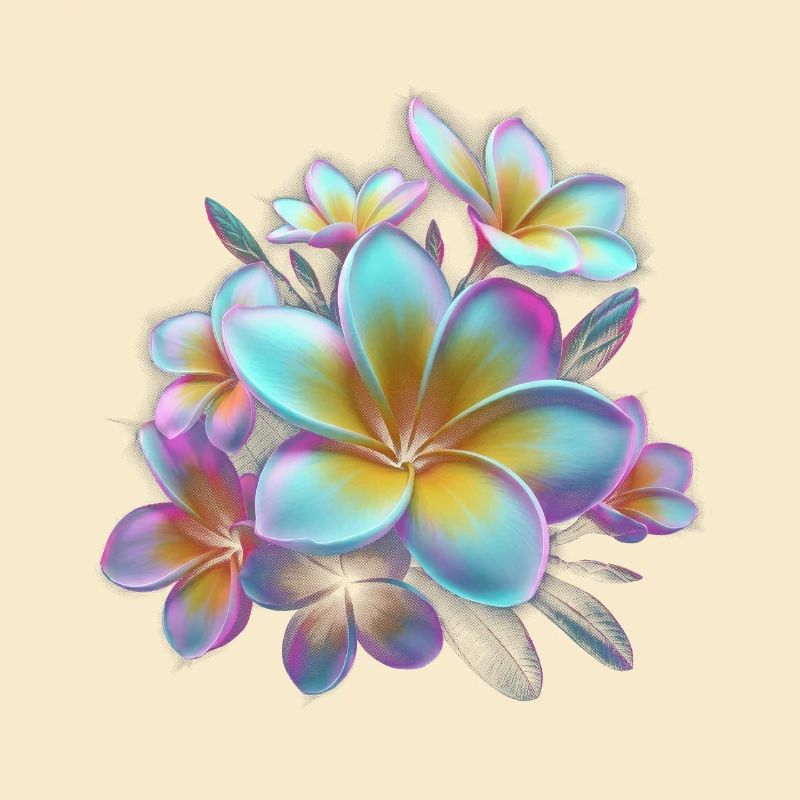 Explosion de couleurs de plumeria arc-en-ciel